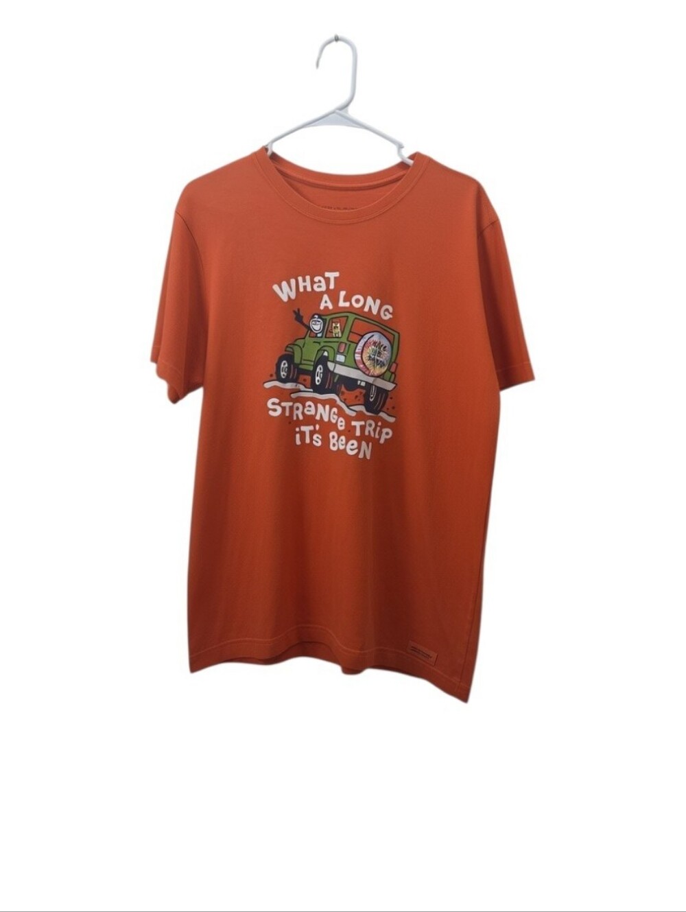 Life Is Good Crusher Tee M Orange What A Long Strange Trip Jeep Graphic T Shirt
